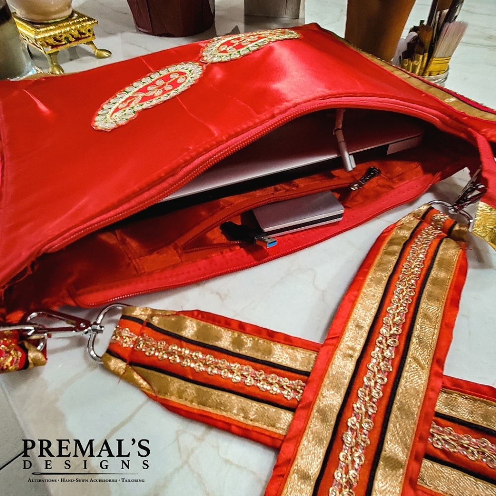 Premal's Designs Tech Shoulder Bag w Detachable Strap - Bindi Red